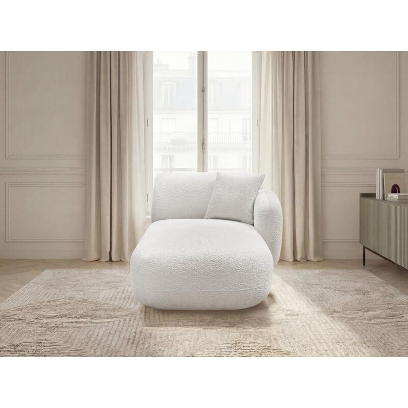 Beyaz Chenille Kumaş Sağ Kollu Modüler Uzanma Dinlenme Koltuğu 163 x 104 x 74 cm - 108994