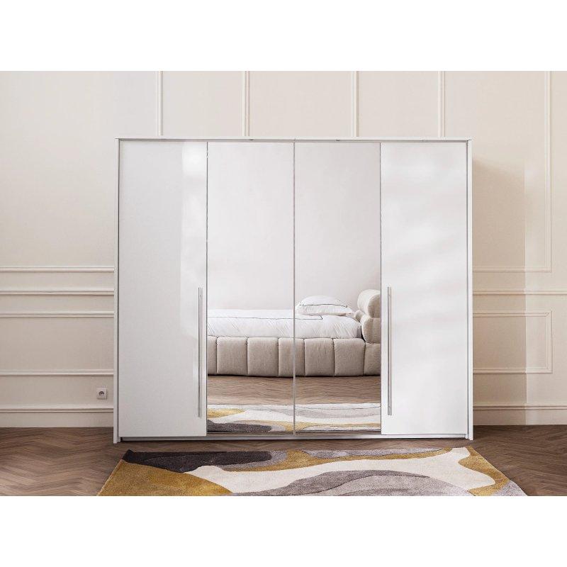 Beyaz Çift Kapılı Aynalı Işıklı Gardrop 255x219x65 cm - 90568