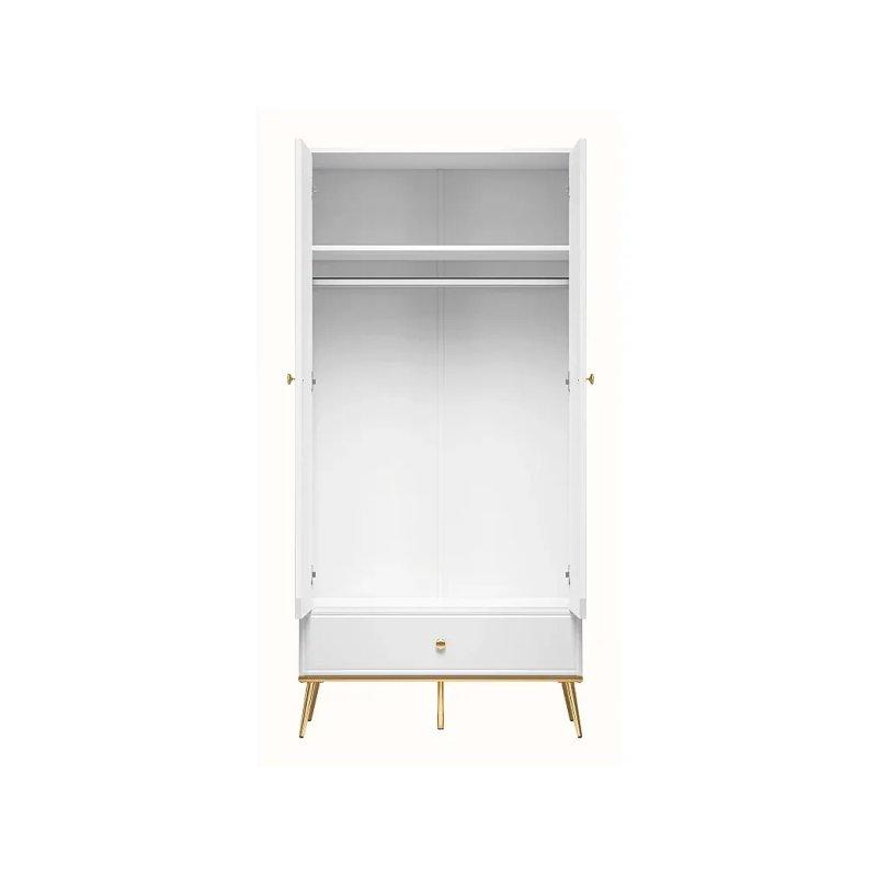 Beyaz Çift Kapılı Gardrop 92x190 cm Endüstriyel Ahşap - 90415