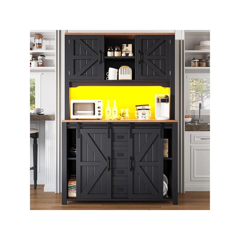 Beyaz Çok Amaçlı Dolap 115x40x175 cm LED Aydınlatmalı 4 Kapaklı 2 Çekmeceli - 92299