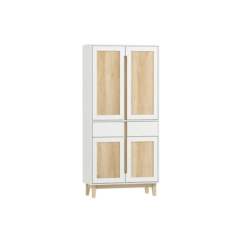 Beyaz Çok Amaçlı Dolap 80x170x35 cm Ahşap Çekmeceli - 92245