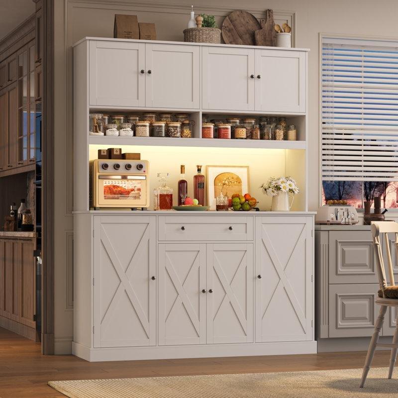 Beyaz Çok Amaçlı Dolap, LED Işıklı, 140x185 cm - 92833