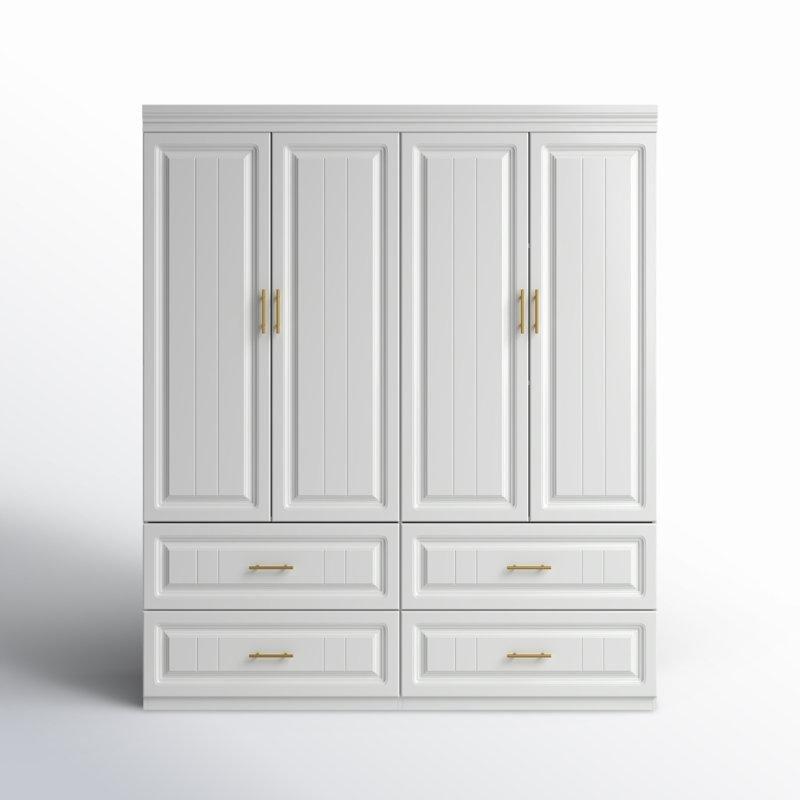 Beyaz Endüstriyel Ahşap 4 Kapılı Gardrop 188 cm x 160 cm - 90955