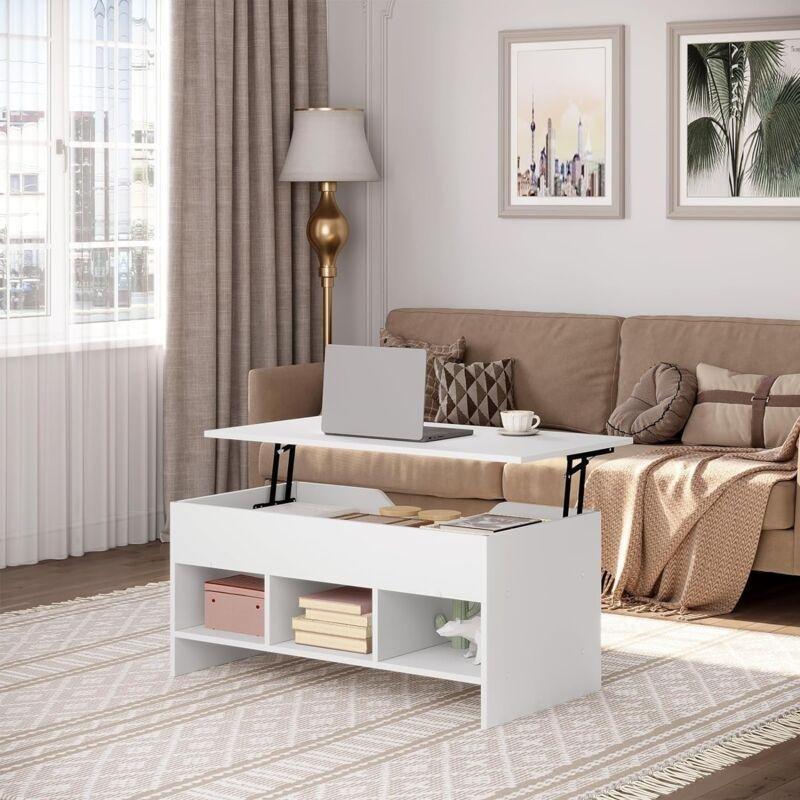 Beyaz Endüstriyel Ahşap Açılır Akıllı Sehpa 96x51x45 cm - 101560