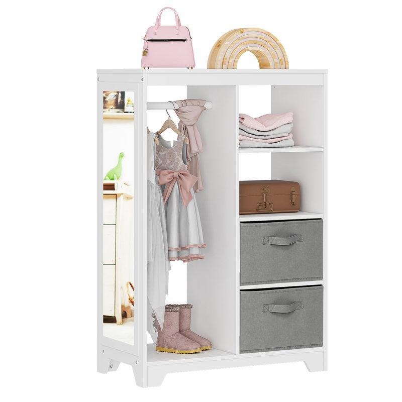 Beyaz Endüstriyel Ahşap Çocuk Gardropu 71 cm - 90946