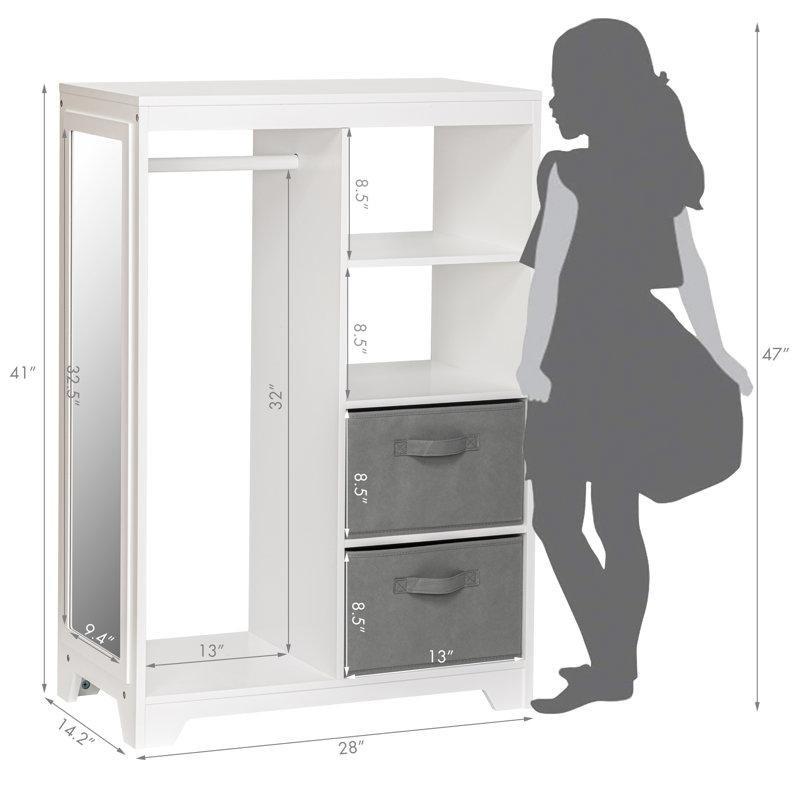 Beyaz Endüstriyel Ahşap Çocuk Gardropu 71 cm - 90946