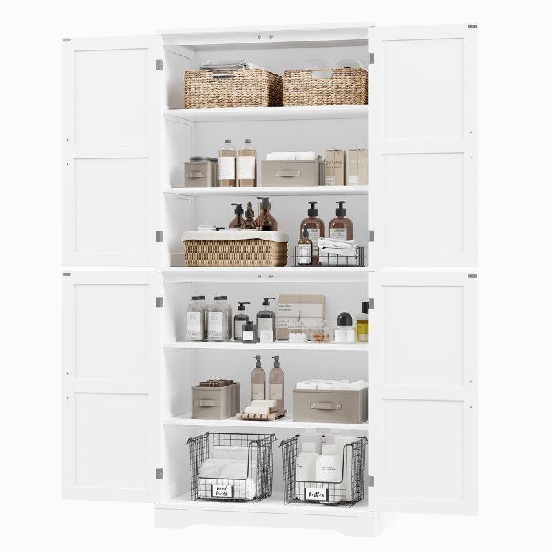 Beyaz Endüstriyel Ahşap Çok Amaçlı Dolap 181x80x40 cm - 93046