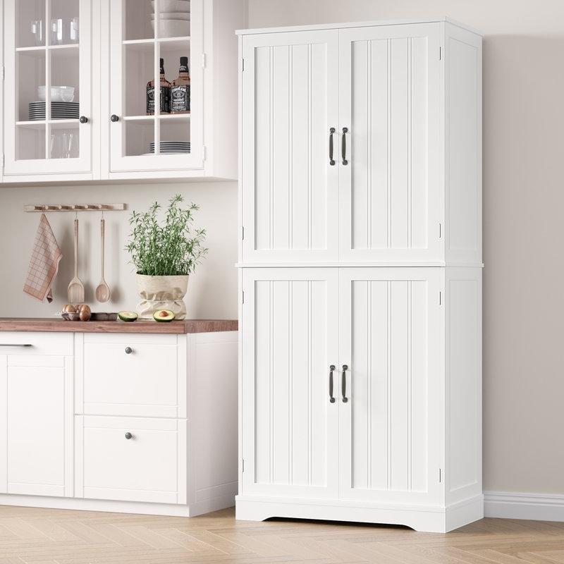 Beyaz Endüstriyel Ahşap Çok Amaçlı Dolap 181x80x40 cm - 93046