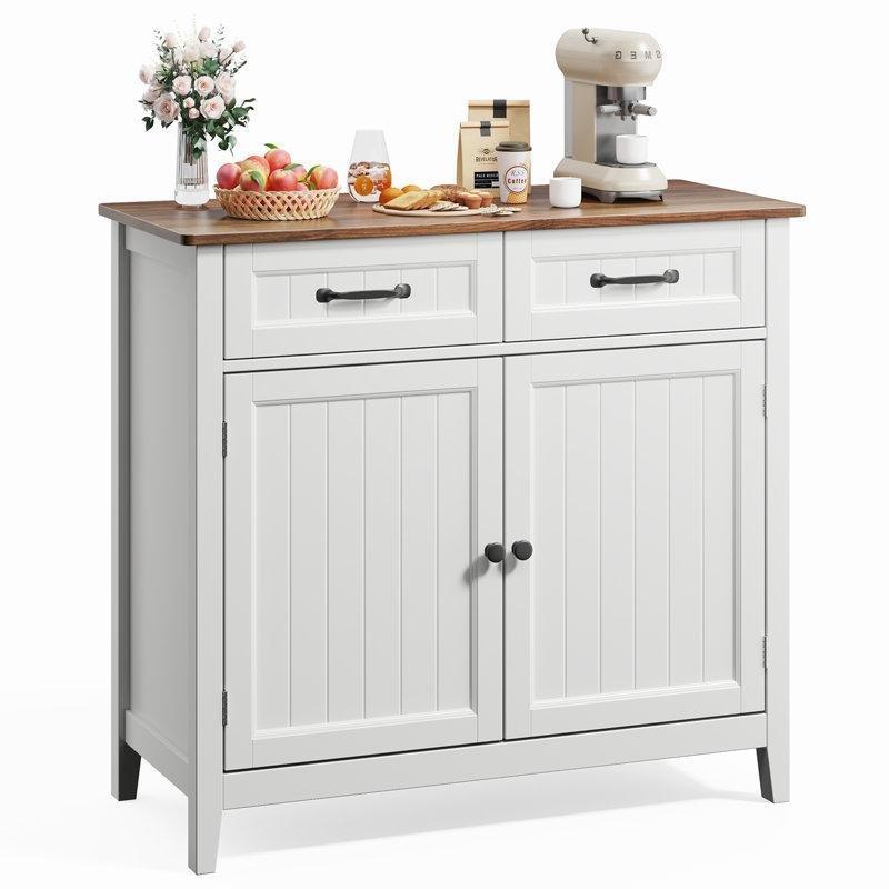 Beyaz Endüstriyel Ahşap Çok Amaçlı Dolap 90x40x81 cm - 93019