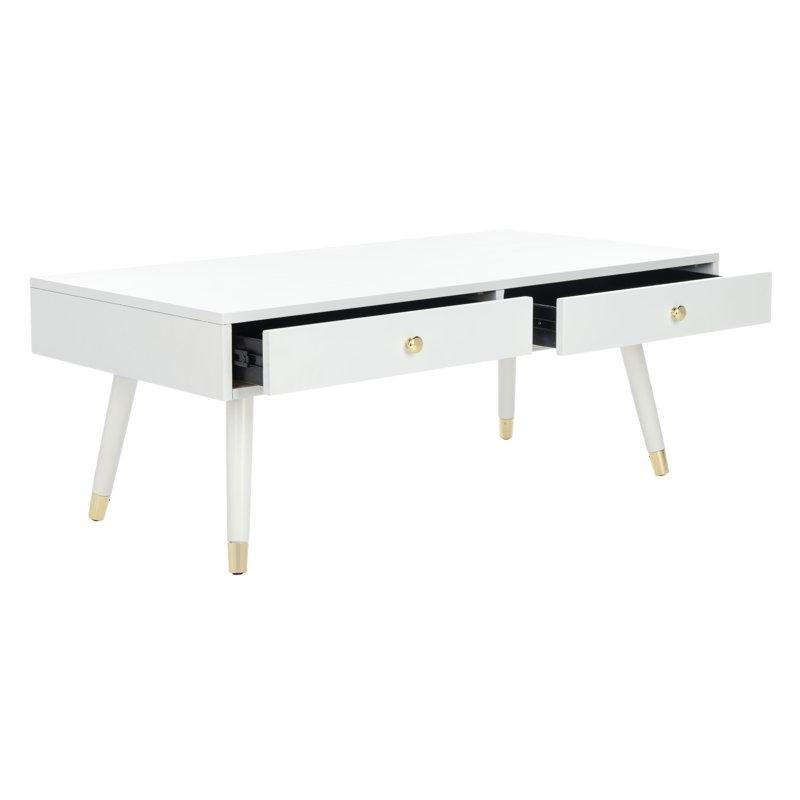 Beyaz Endüstriyel Ahşap Dikdörtgen Orta Sehpa 122 x 61 cm - 104365