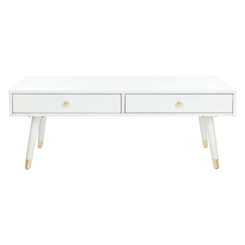 Beyaz Endüstriyel Ahşap Dikdörtgen Orta Sehpa 122 x 61 cm - 104365