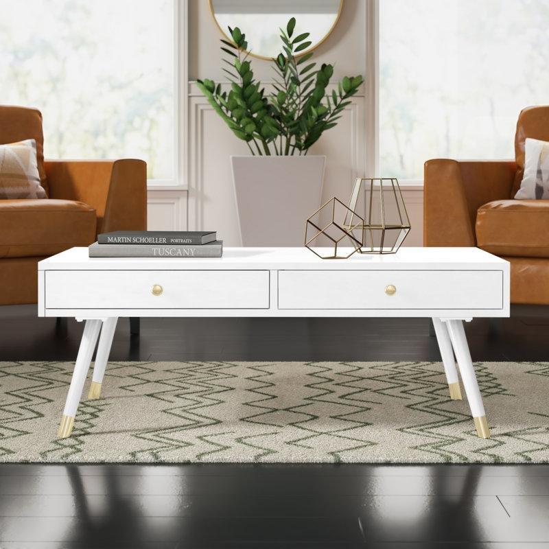 Beyaz Endüstriyel Ahşap Dikdörtgen Orta Sehpa 122 x 61 cm - 104365