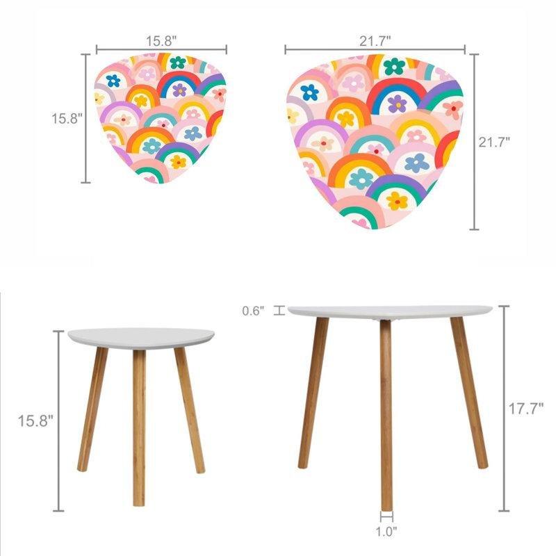 Beyaz Endüstriyel Ahşap İç İçe Geçebilen Üçgen Yan Sehpa-66x46x51 cm - 113163