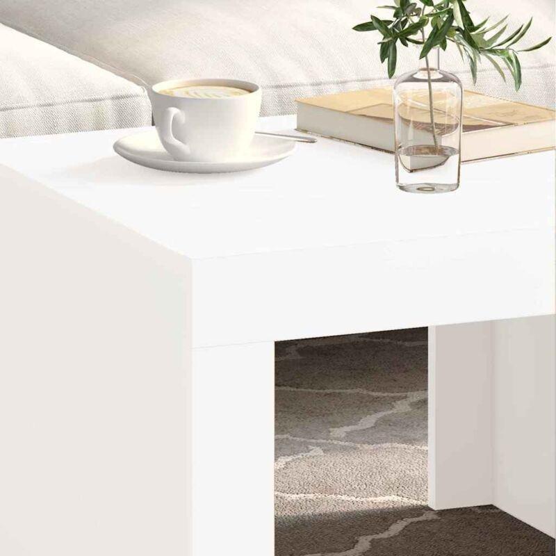 Beyaz Endüstriyel Ahşap Orta Sehpa 50x50x35 cm - 103101