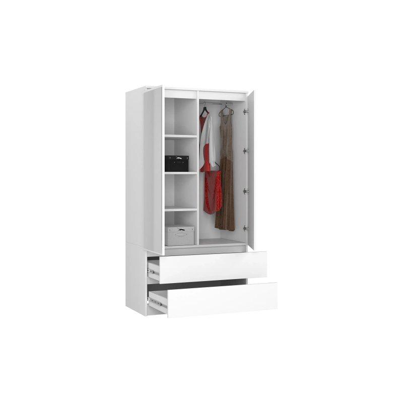 Beyaz Gardrop 90x51x180 cm Aynalı 2 Kapılı 2 Çekmeceli - 90196