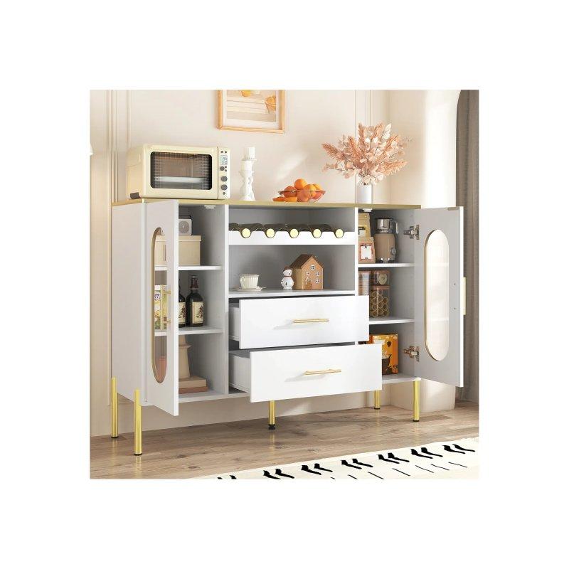 Beyaz Gold Detaylı Çok Amaçlı Dolap 120x90x38 cm - 92446
