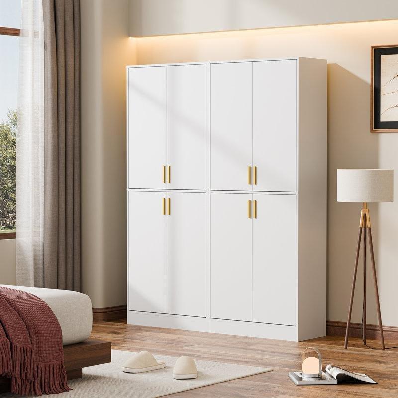 Beyaz Gold Kulplu Çok Amaçlı Dolap 71 cm x 34 cm x 180 cm - 93085
