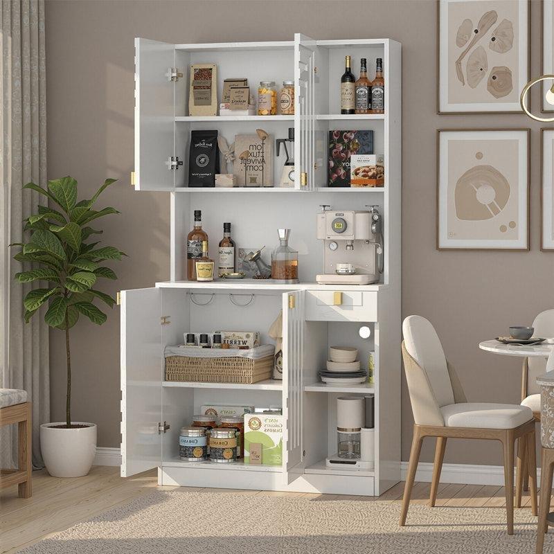 Beyaz Gold Kulplu Şarj İstasyonlu Çok Amaçlı Dolap 178 cm - 92857