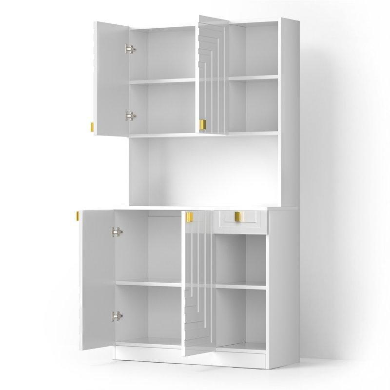 Beyaz Gold Kulplu Şarj İstasyonlu Çok Amaçlı Dolap 178 cm - 92857