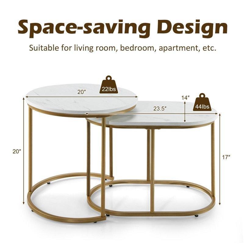 Beyaz Gold Pirinç Zigon Sehpa 60x36 cm - 108559