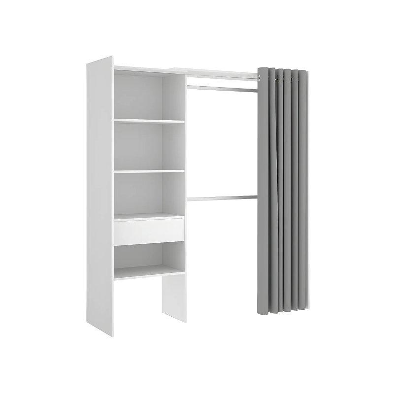 Beyaz Gri Köşe Gardrop 164-214 cm Genişliğinde Ayarlanabilir - 90349