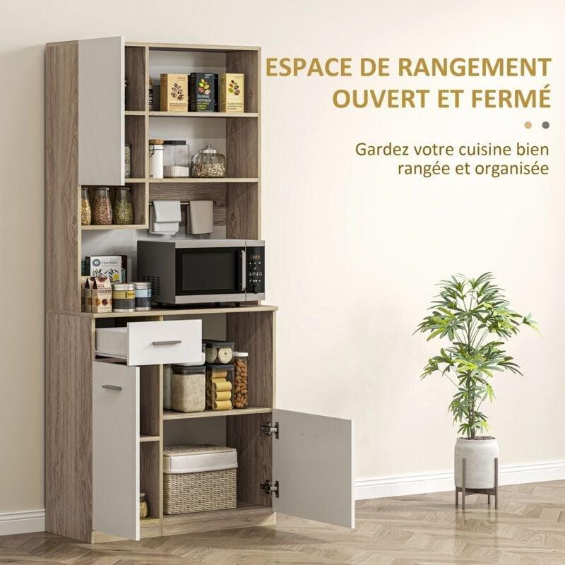 Beyaz Kahve Köşesi Dolabı Endüstriyel Ahşap 80x35x180 cm - 100190