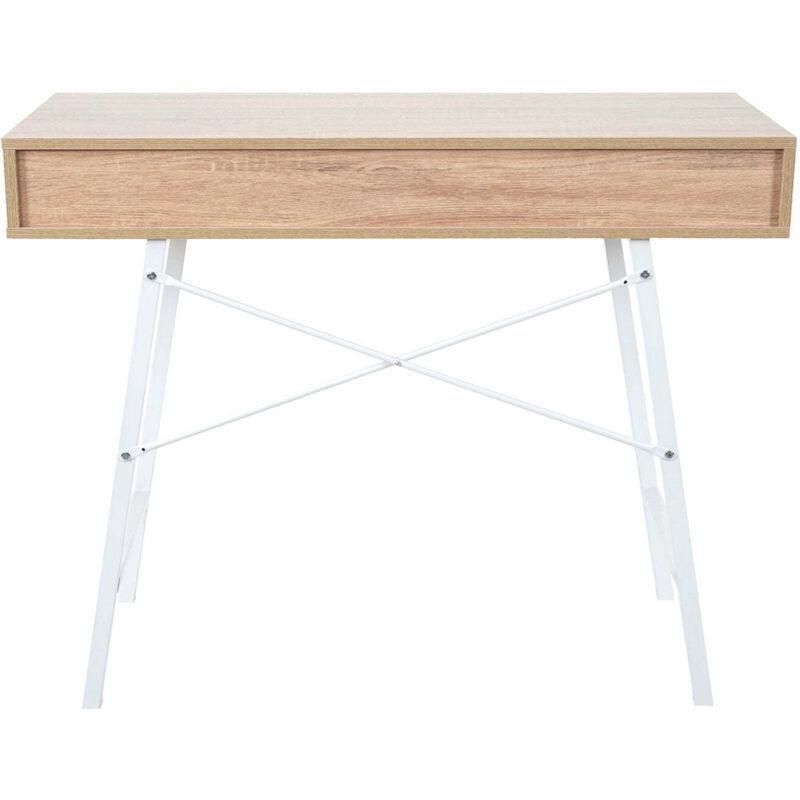 Beyaz Kahverengi Suntalam Çekmeceli İskandinav Yan Sehpa-80x100x40 cm - 112536