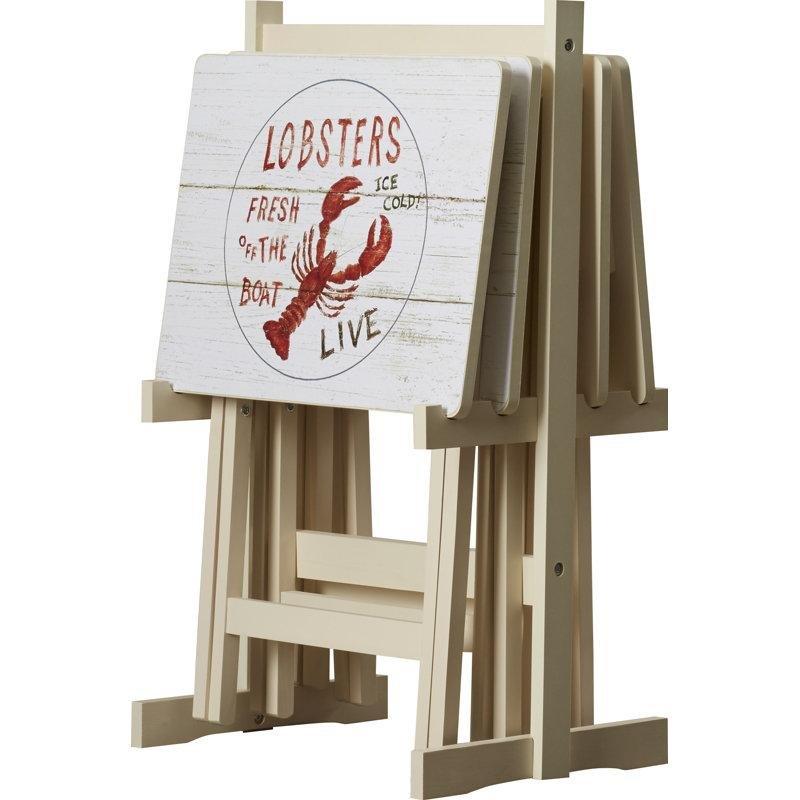 Beyaz Katlanır Çanta Zigon Sehpa Standlı 4'lü Set 50x37 cm - 108748