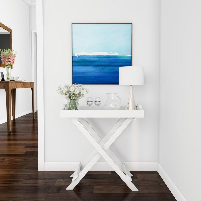 Beyaz Katlanır Zigon Sehpa 58x31x23 cm Tepsi Tablalı Endüstriyel Ahşap - 108241