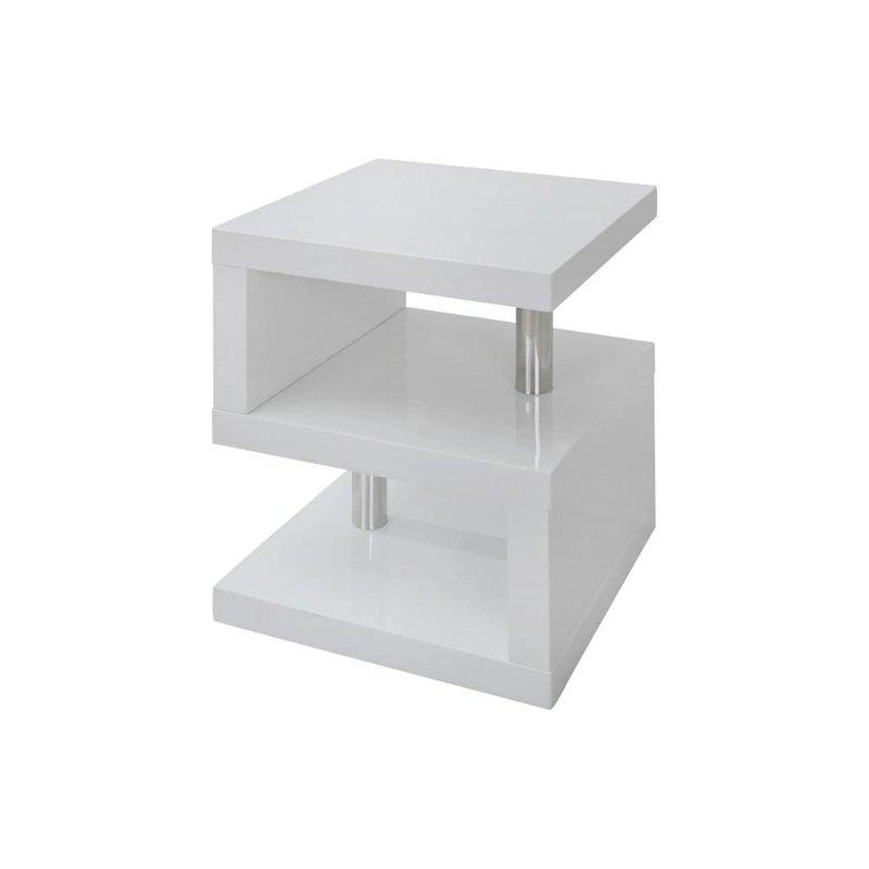 Beyaz Lake Kaplamalı MDF LED Işıklı tasarım yan sehpa-35x45x35 cm - 110243