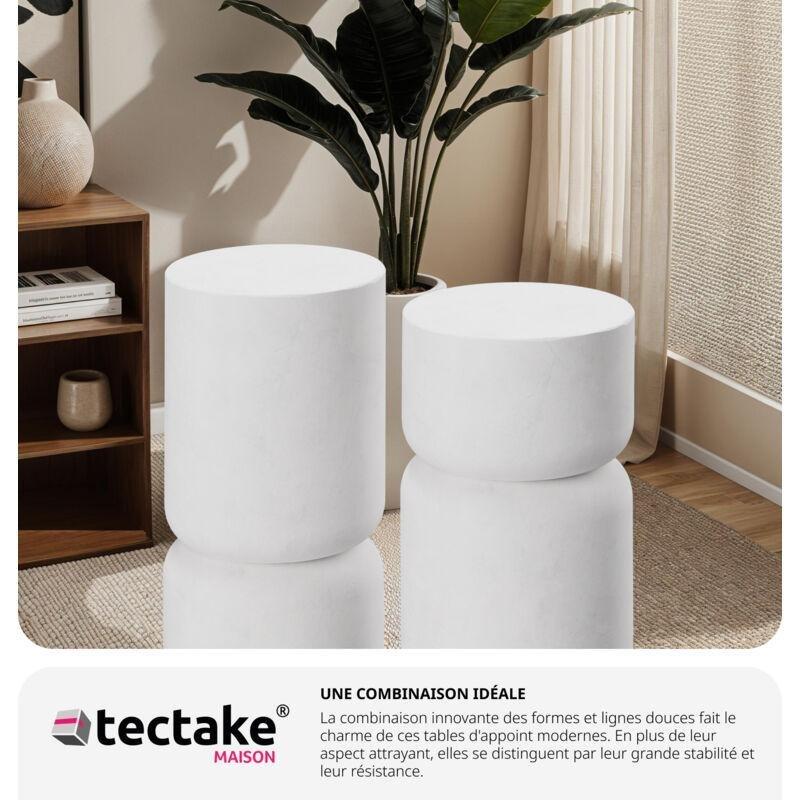 Beyaz Magnezyum Oksit Yuvarlak Tasarımlı Gold Yan Sehpa-28x55 cm - 112052