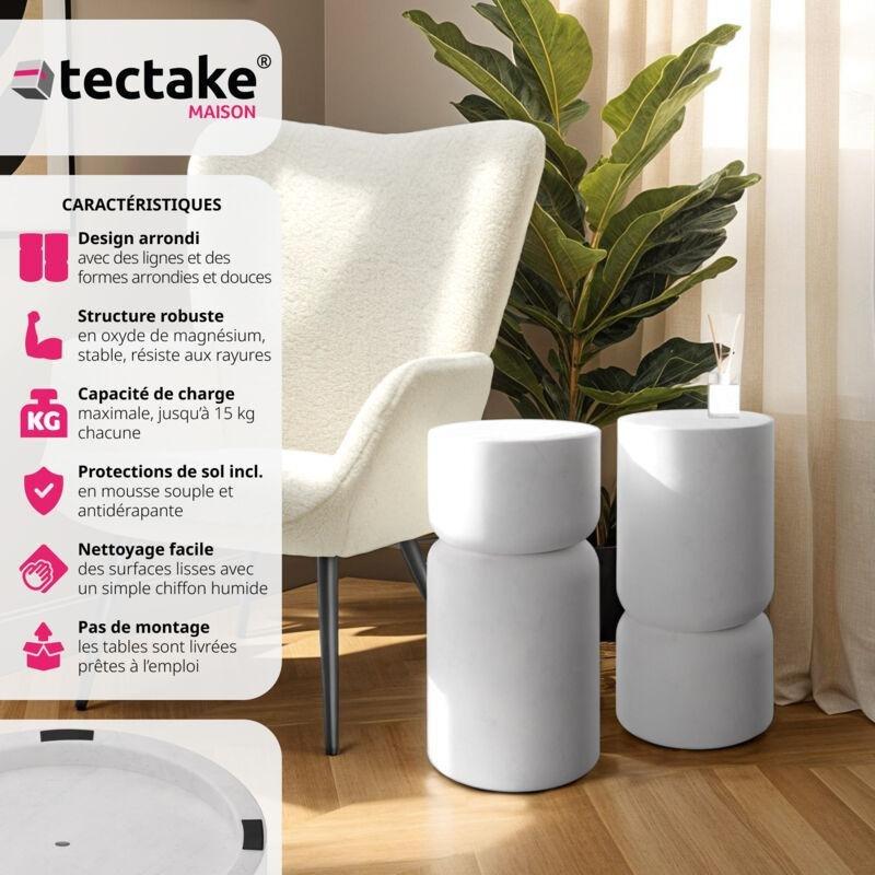 Beyaz Magnezyum Oksit Yuvarlak Tasarımlı Gold Yan Sehpa-28x55 cm - 112052