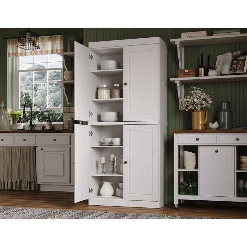 Beyaz Masif Ahşap Çok Amaçlı Dolap 81 cm x 182 cm x 39 cm - 93037