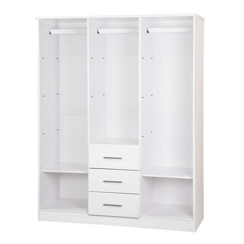 Beyaz Masif Çam Ahşap 3 Kapılı Aynalı Gardrop 143 cm x 183 cm x 53 cm - 91219