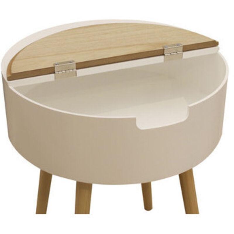 Beyaz MDF Çam Depolama Bölmeli Ahşap Yan Sehpa-45x45x55 cm - 110780