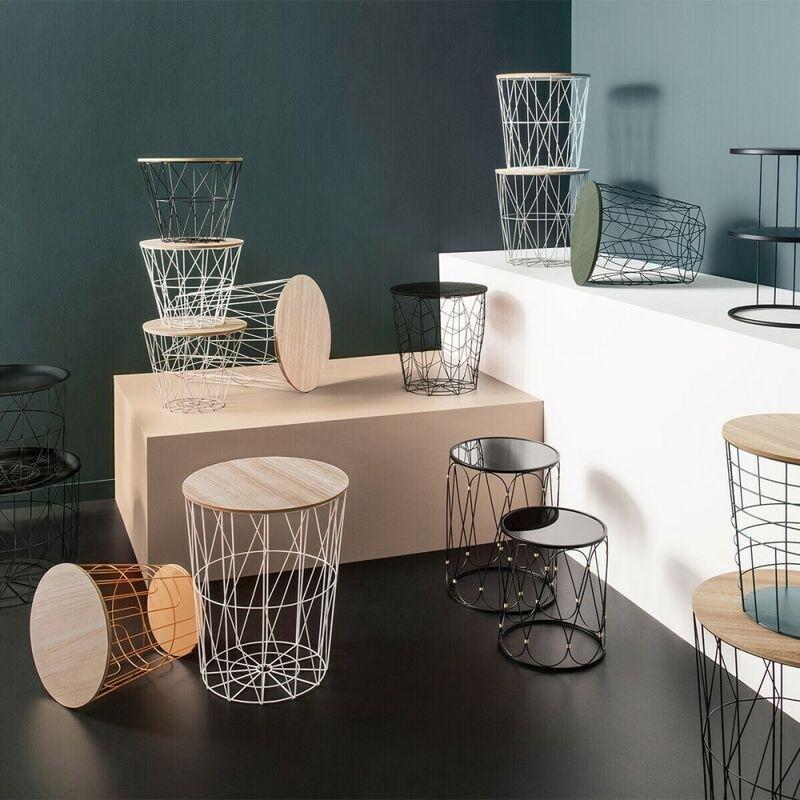 Beyaz MDF Çelik Izgara Ayaklı İskandinav Yan Sehpa-38x31 cm - 112353