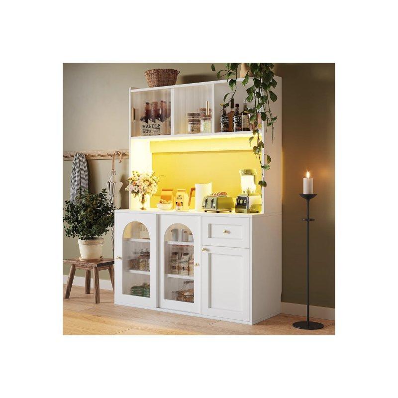 Beyaz MDF Çok Amaçlı Dolap 120x35x167 cm LED Aydınlatmalı - 92731