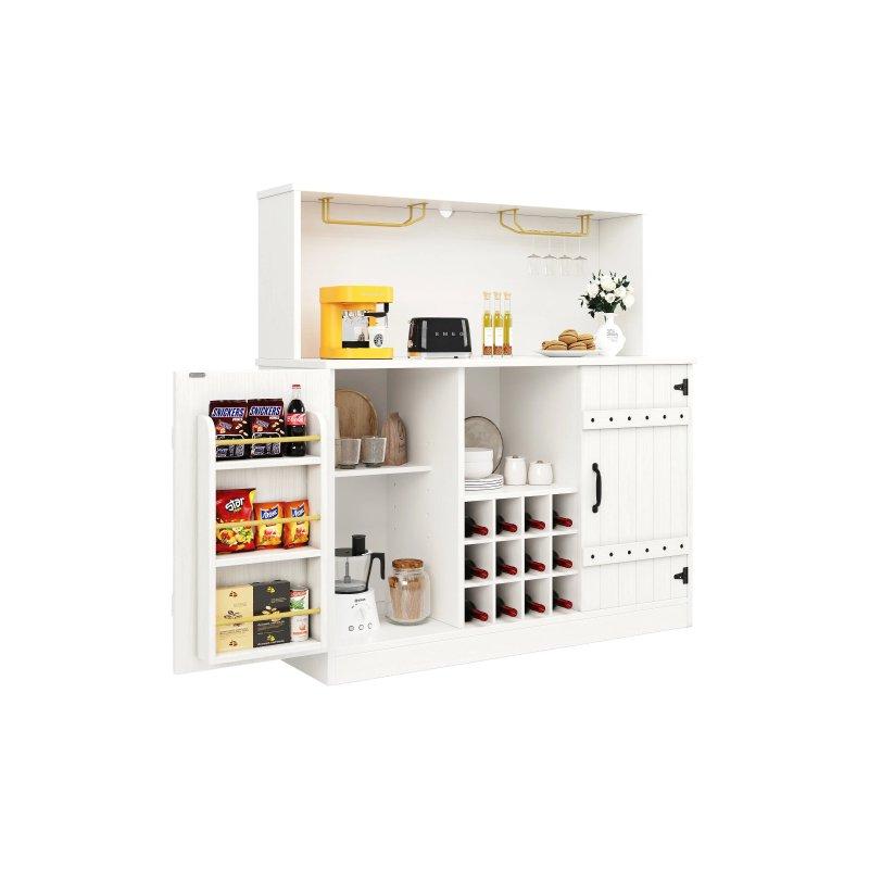 Beyaz MDF Çok Amaçlı Dolap 120x40x120 cm Şaraplık ve Ayarlanabilir Raflı - 92473