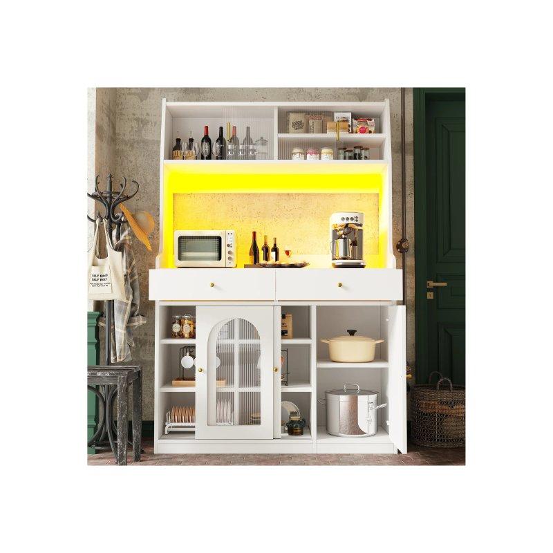 Beyaz MDF Çok Amaçlı Dolap 120x40x180 cm LED Işıklı - 92485