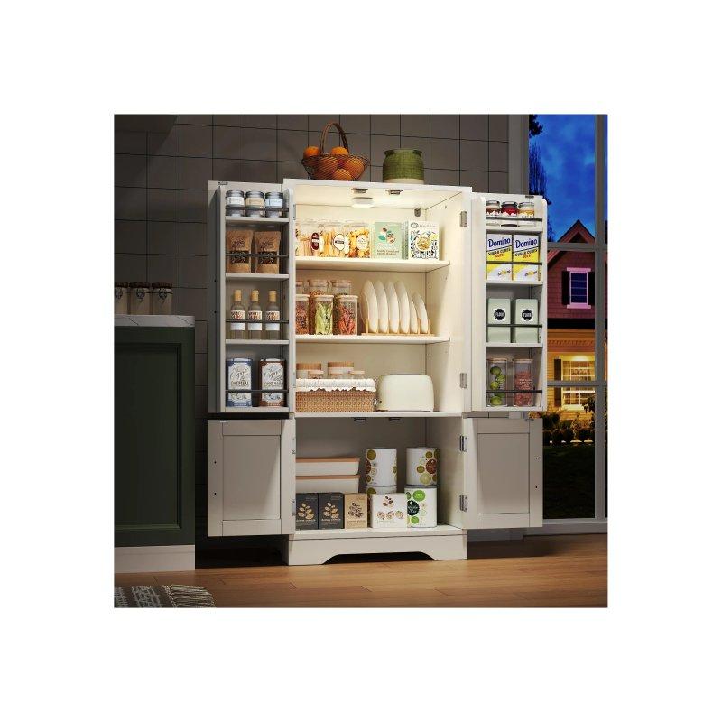 Beyaz MDF Çok Amaçlı Dolap 120x60x40 cm LED Aydınlatmalı 4 Kapaklı - 92716