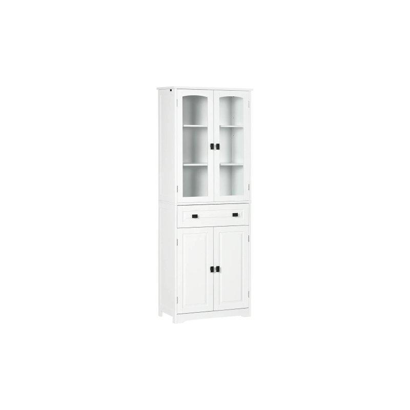 Beyaz MDF Çok Amaçlı Dolap Camlı 60x30x160 cm - 92611