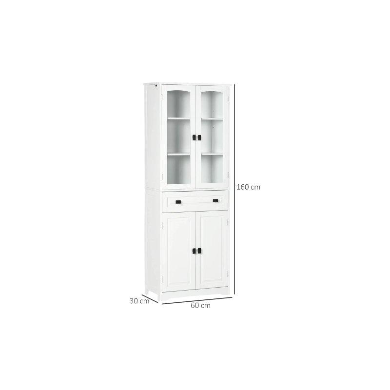 Beyaz MDF Çok Amaçlı Dolap Camlı 60x30x160 cm - 92611