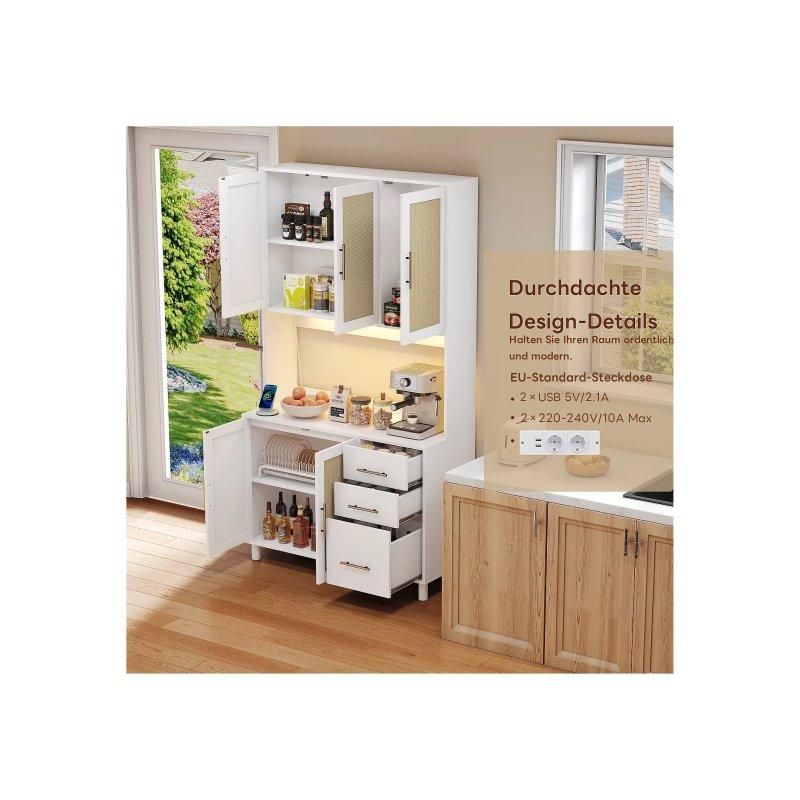 Beyaz MDF Çok Amaçlı Dolap LED Aydınlatmalı USB Girişli 100x40x183 cm - 92659