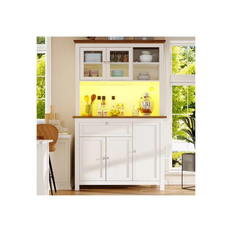 Beyaz MDF Çok Amaçlı Dolap LED Işıklı 104x40x180 cm - 92443