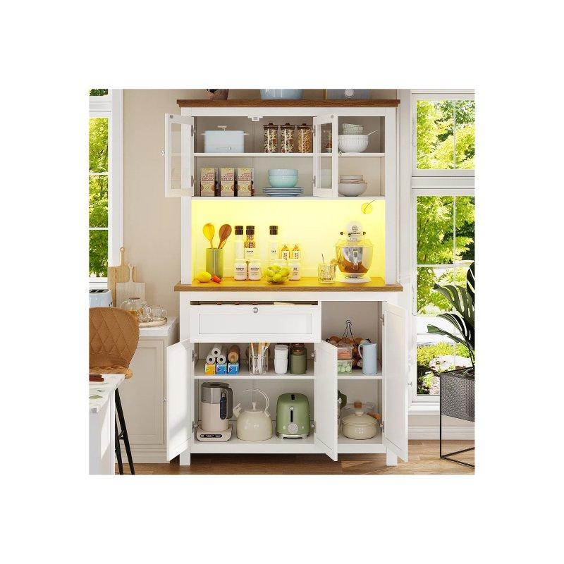 Beyaz MDF Çok Amaçlı Dolap LED Işıklı 104x40x180 cm - 92443