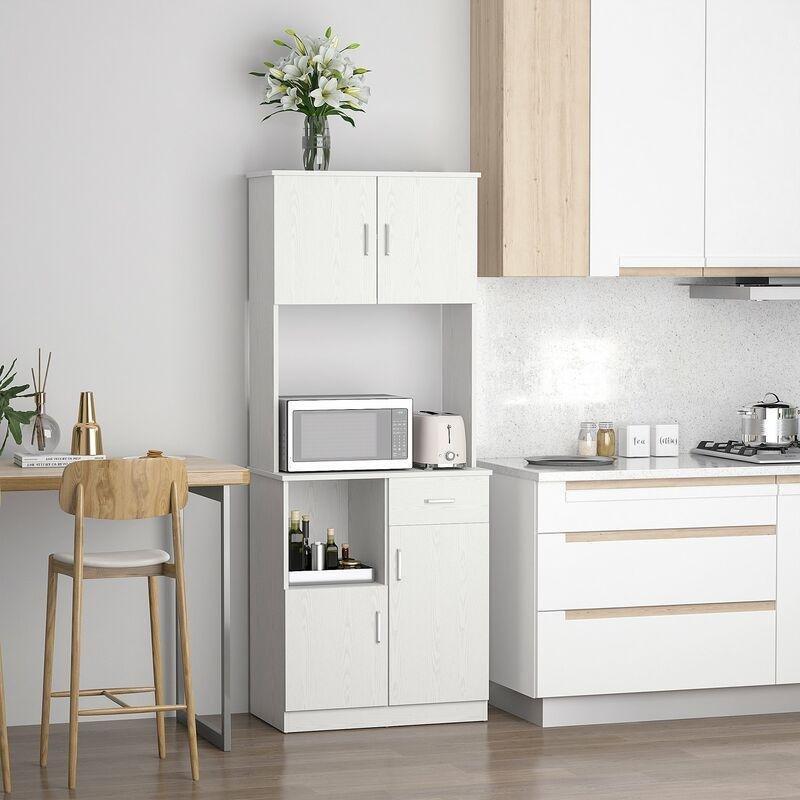 Beyaz MDF Fırın Dolabı 71x41x178 cm 4 Kapılı Çok Amaçlı Depolama - 100947