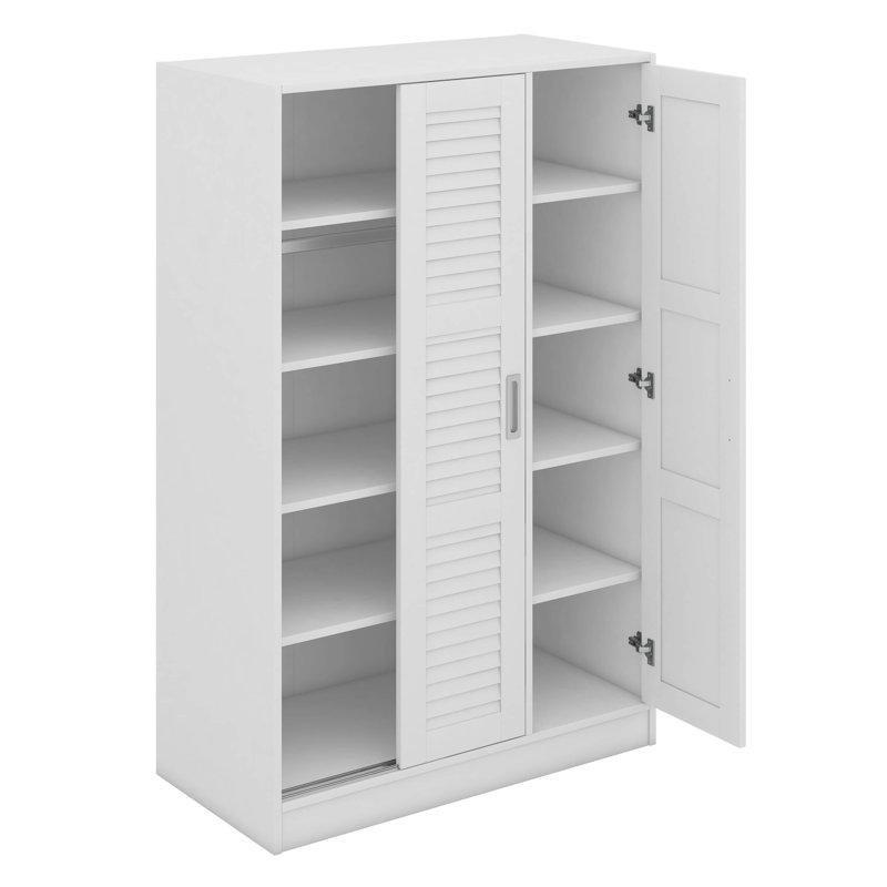 Beyaz MDF Malzemeli 3 Kapılı Panjur Gardrop 108 x 52 x 170 cm - 91027