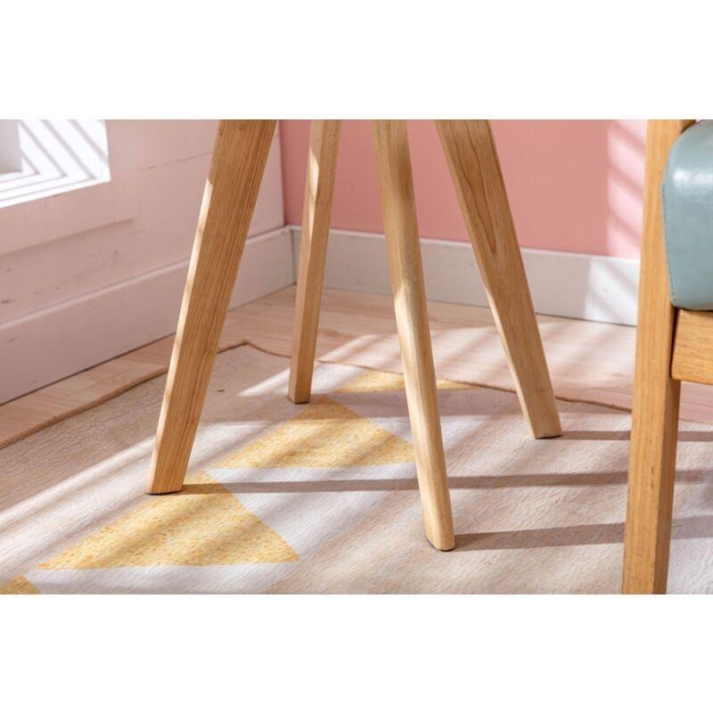 Beyaz MDF Masif Kayın Ayaklı İskandinav Yan Sehpa-50x50x46 cm - 112550