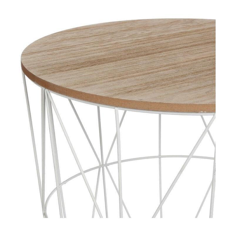 Beyaz MDF Metal Modern Metal Yan Sehpa-40x40x41 cm - 110799