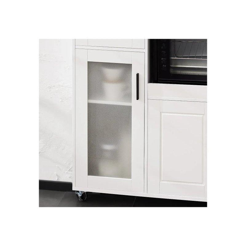Beyaz MDF Tekerlekli Çok Amaçlı Dolap 89x40x89 cm - 92458